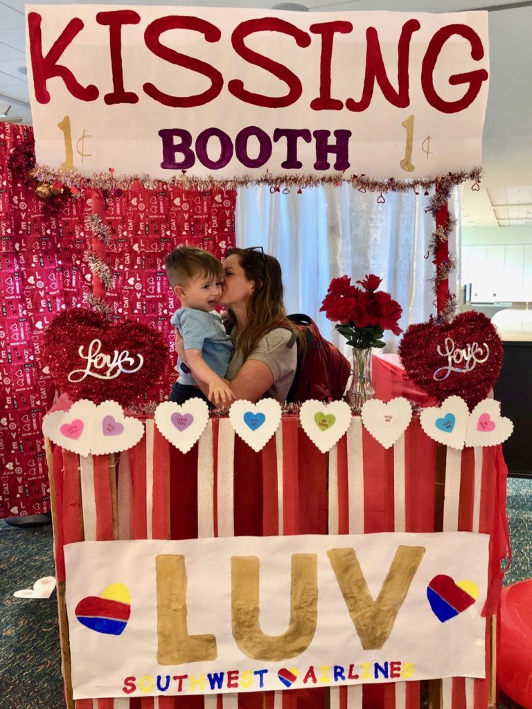 Kissing Booth During Valentine's Day at the Southwest Ticket Counter